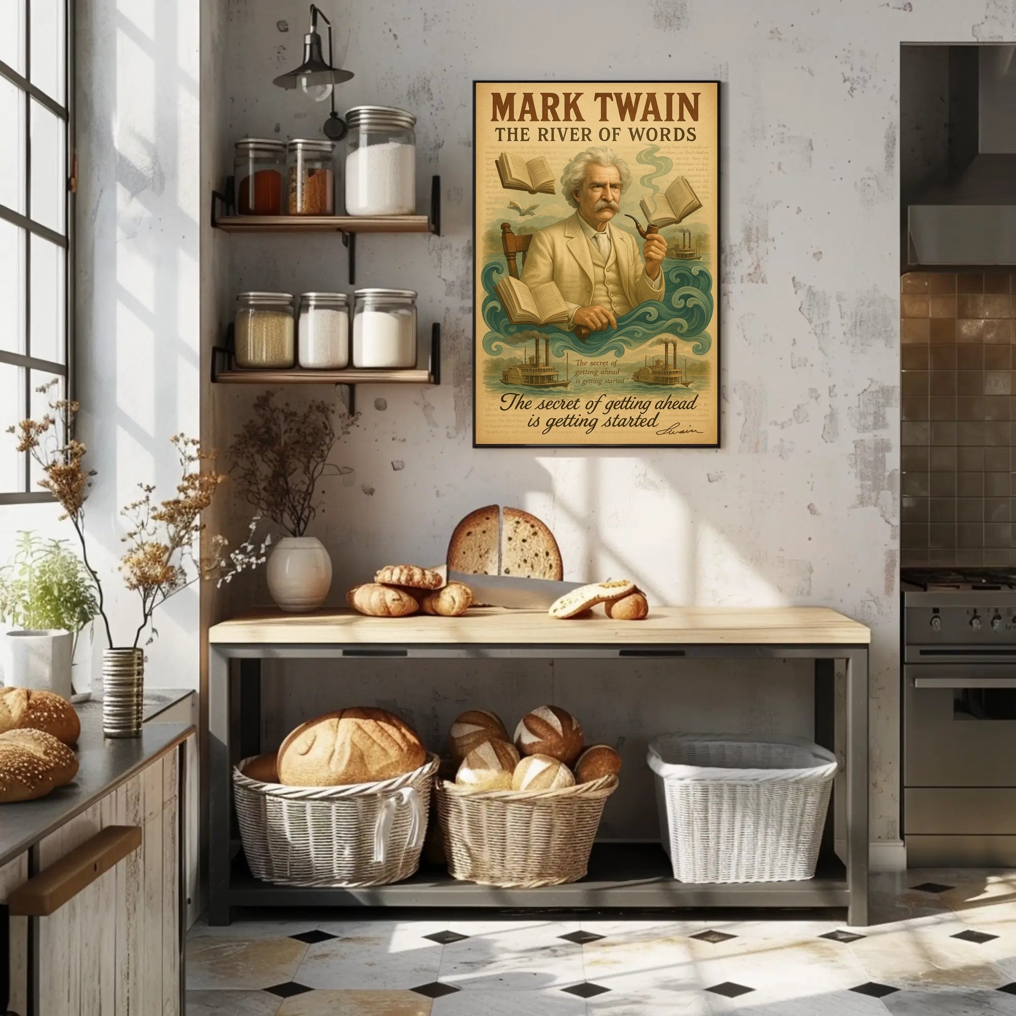Mark Twain Inspirational River of Words Quote Motivational Poster PosterGoat