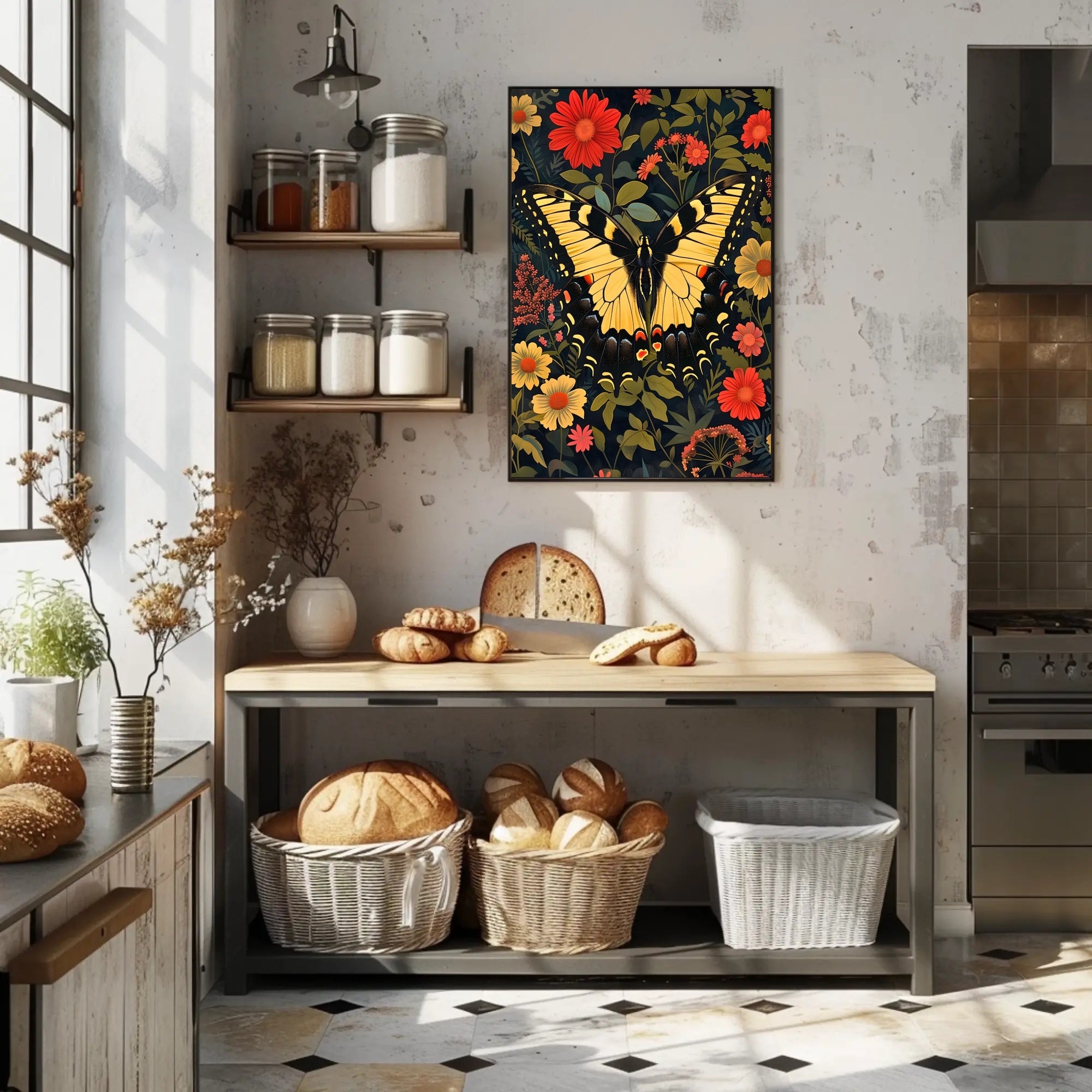 Butterfly and Floral Symphony Art Poster