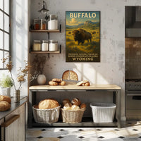 Buffalo Conservation Wyoming Scenic Wildlife Poster