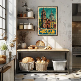 Medellín, Colombia Vintage Travel Poster