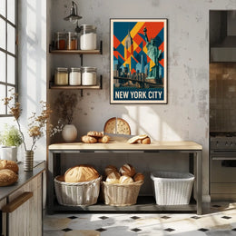 New York City Iconic Landmarks Poster Modern Wall Art