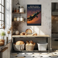 Boeing YB-40 WWII Bomber Vintage Art Poster