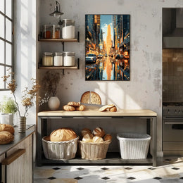 Modern Cityscape Skyline: Urban Lifestyle Artistic Poster