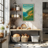 Amalfi Coast Travel Vintage Style Poster