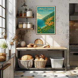 Amalfi Coast Travel Vintage Style Poster