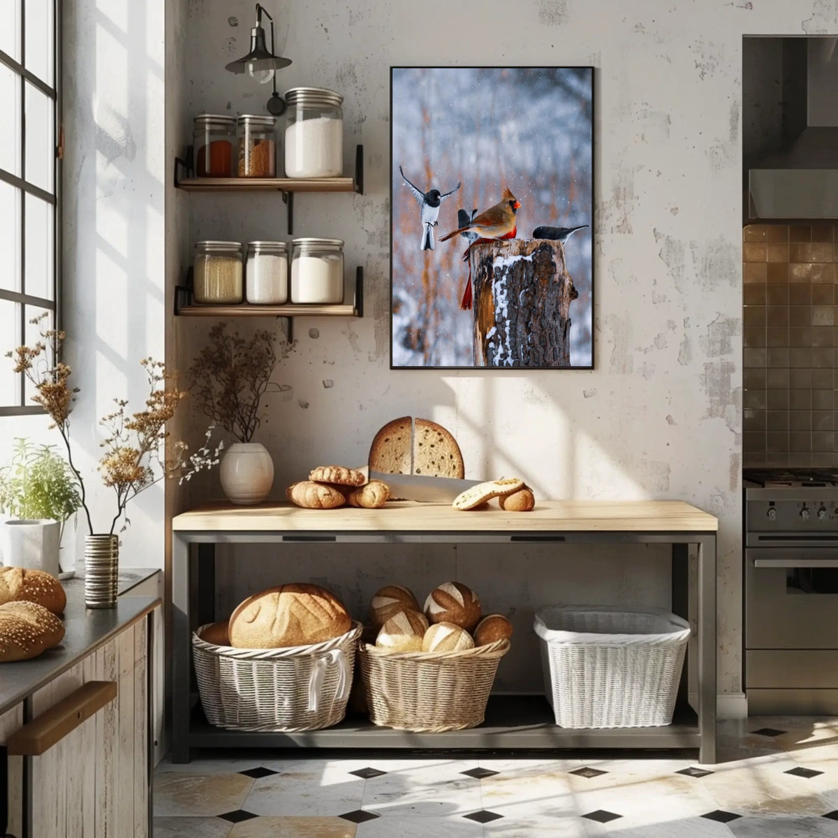 Winter Birds In Flight Poster