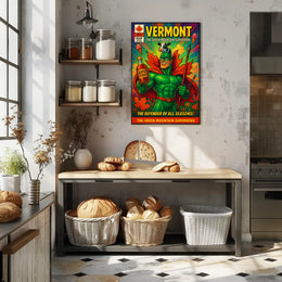 Vermont Retro Superhero Poster Wall Art Print
