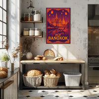 Bangkok Evening Glow Vintage Travel Poster