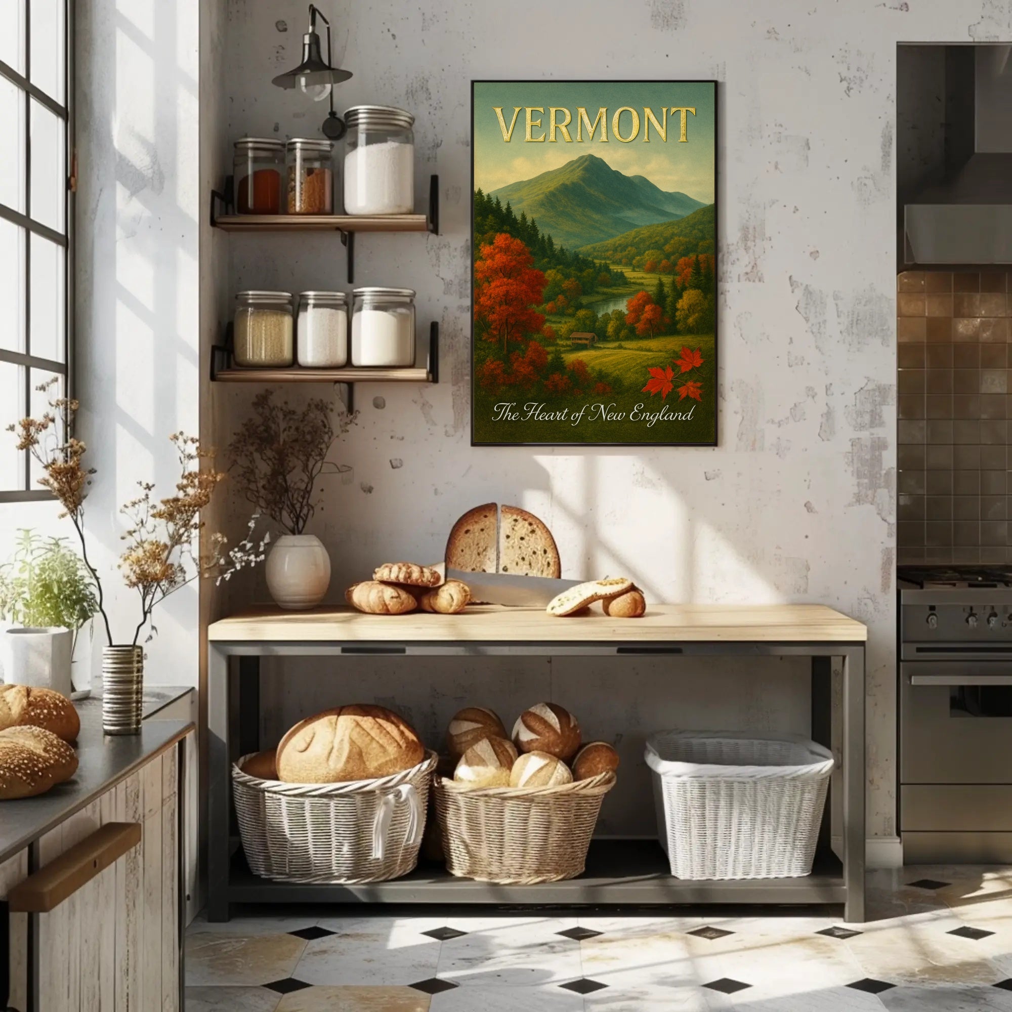 Vermont Autumn Landscape Travel Poster