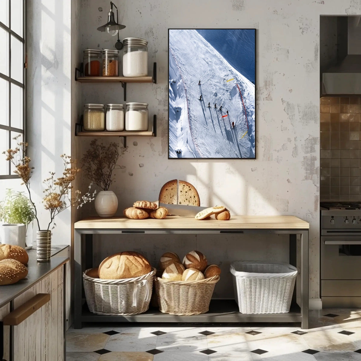 Skiers On A Snowy Slope Poster