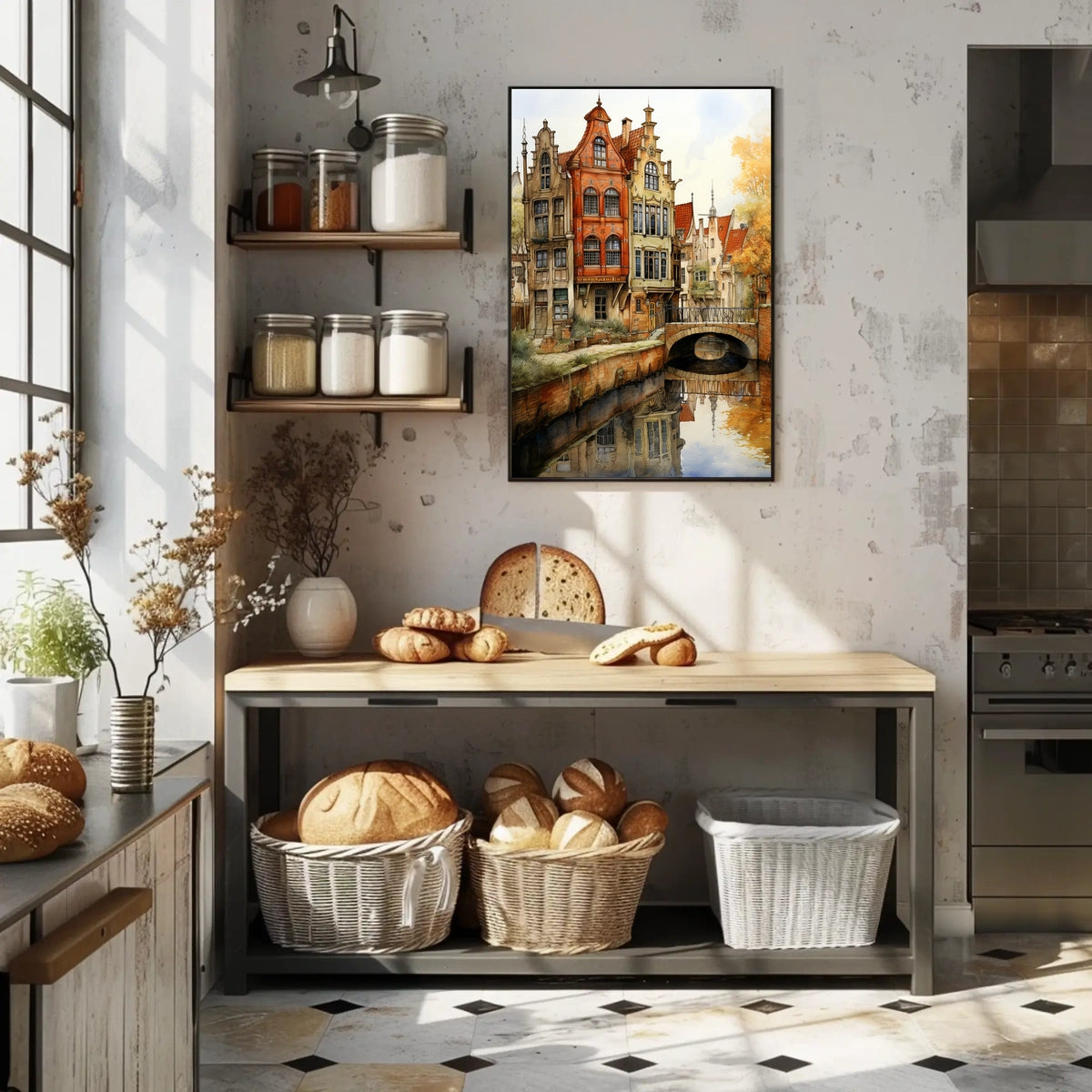 Picturesque European Canal Scene with Renaissance Architecture Travel Poster