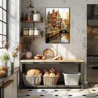 Picturesque European Canal Scene with Renaissance Architecture Travel Poster