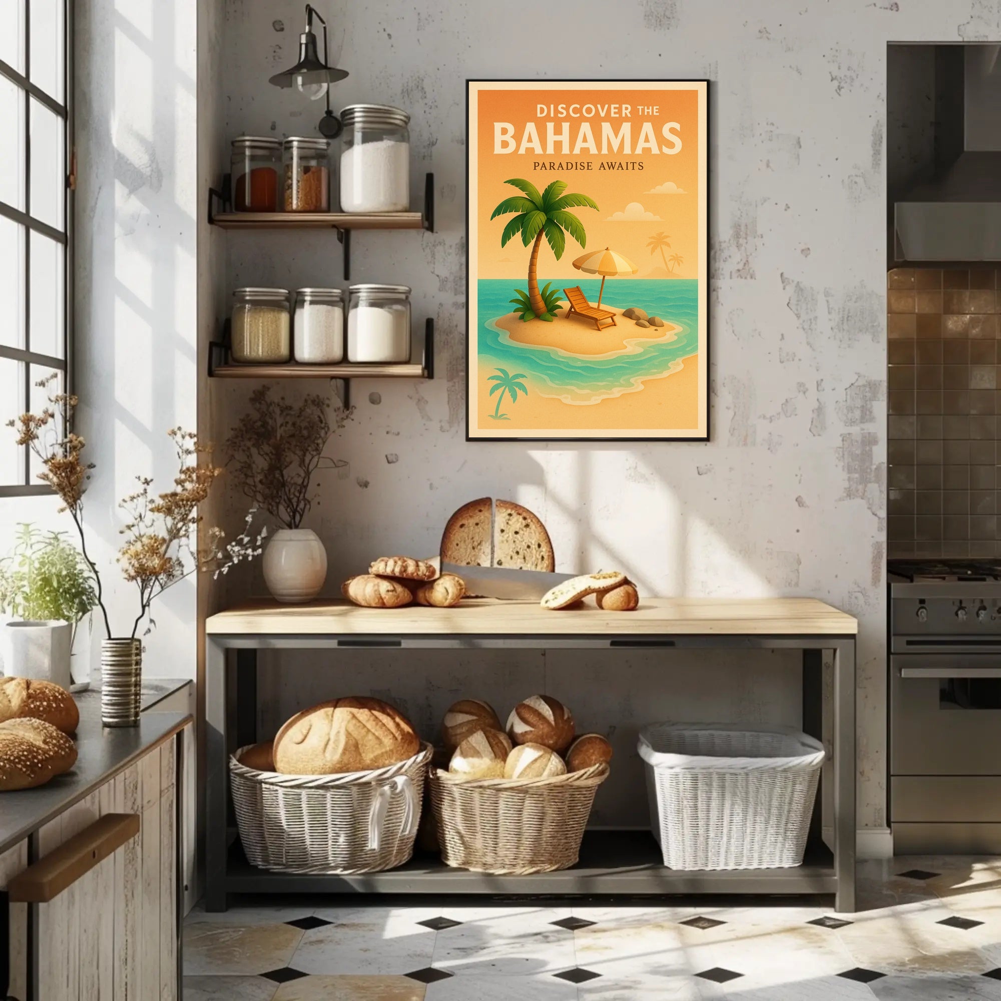 Bahamas Tropical Paradise Vintage Travel Poster