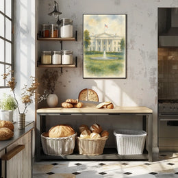 The White House in Watercolor Poster