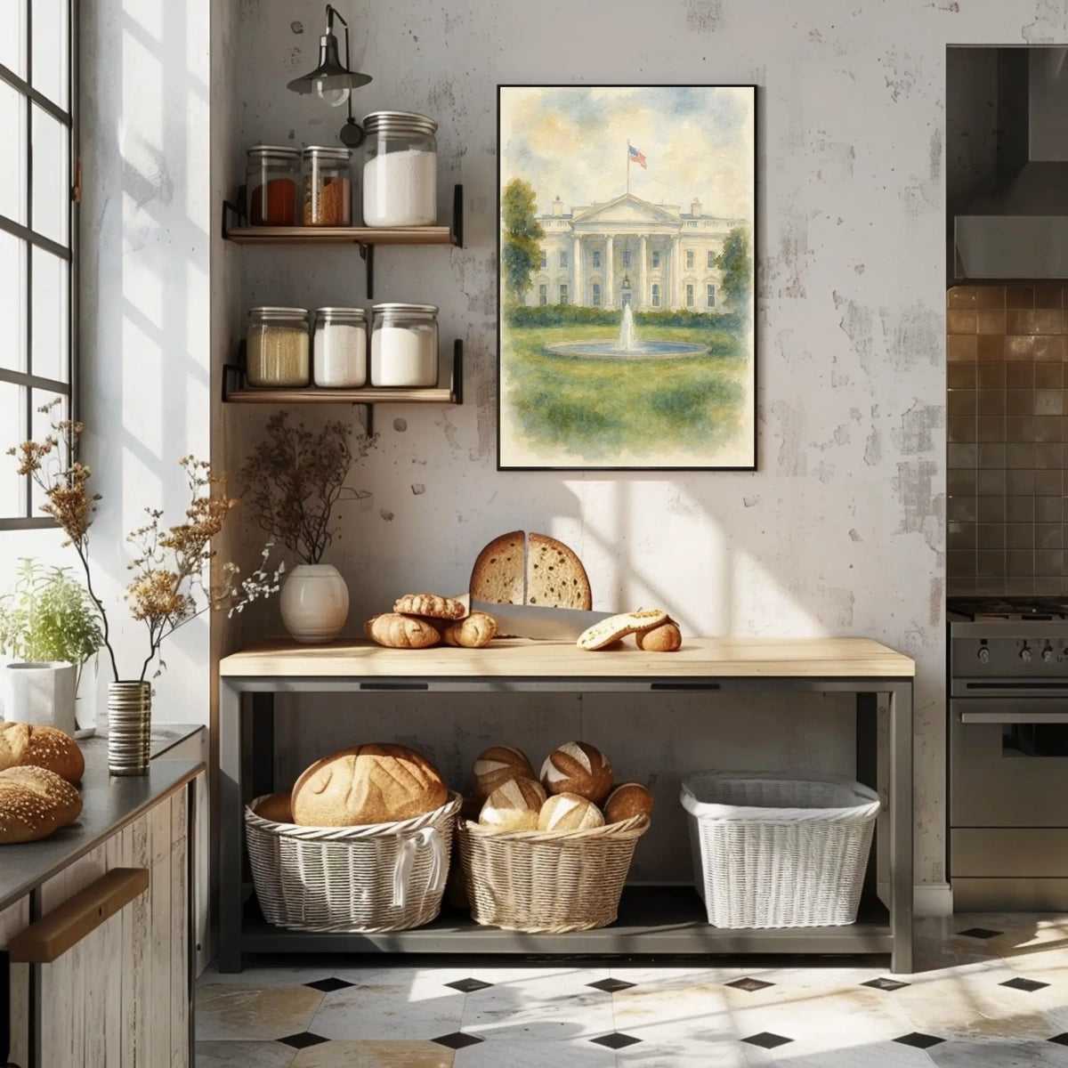 The White House in Watercolor Poster