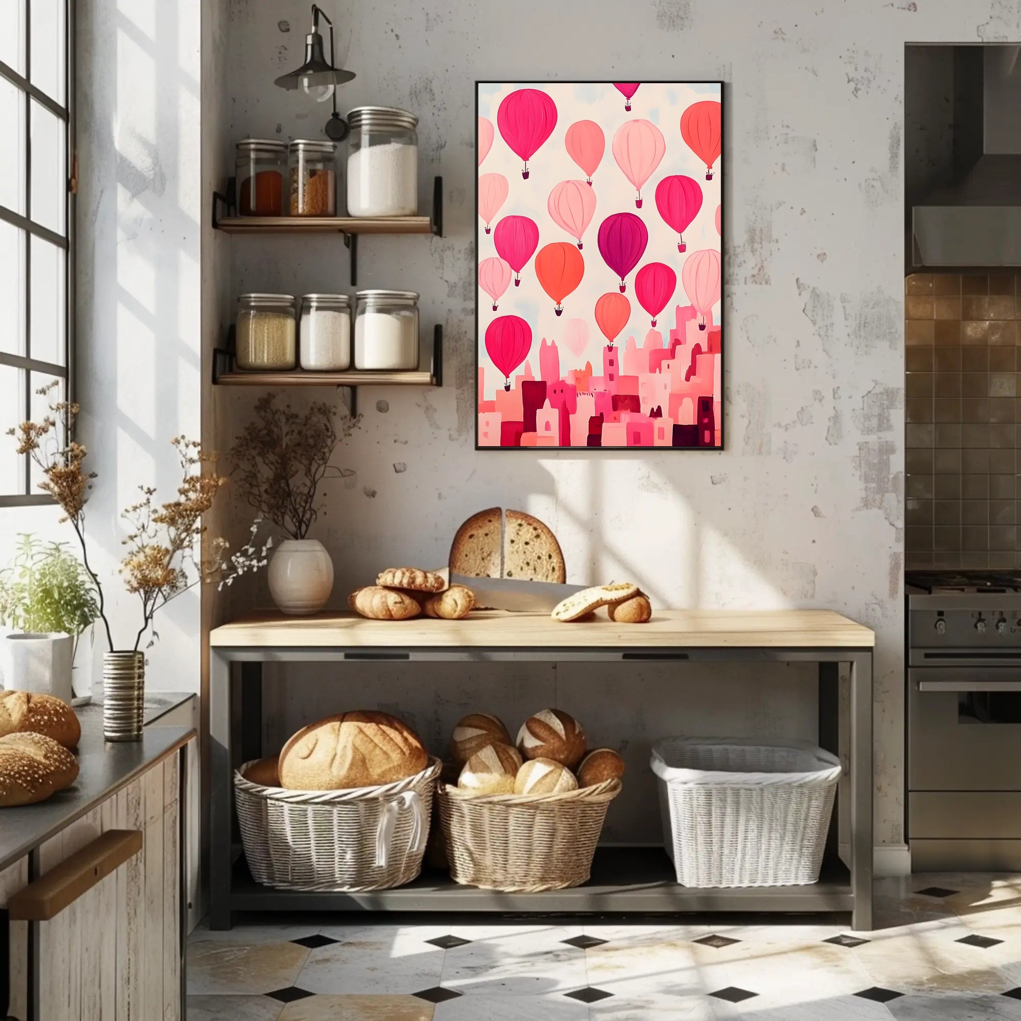 Hot Air Balloons Poster Whimsical Travel Wall Art Print
