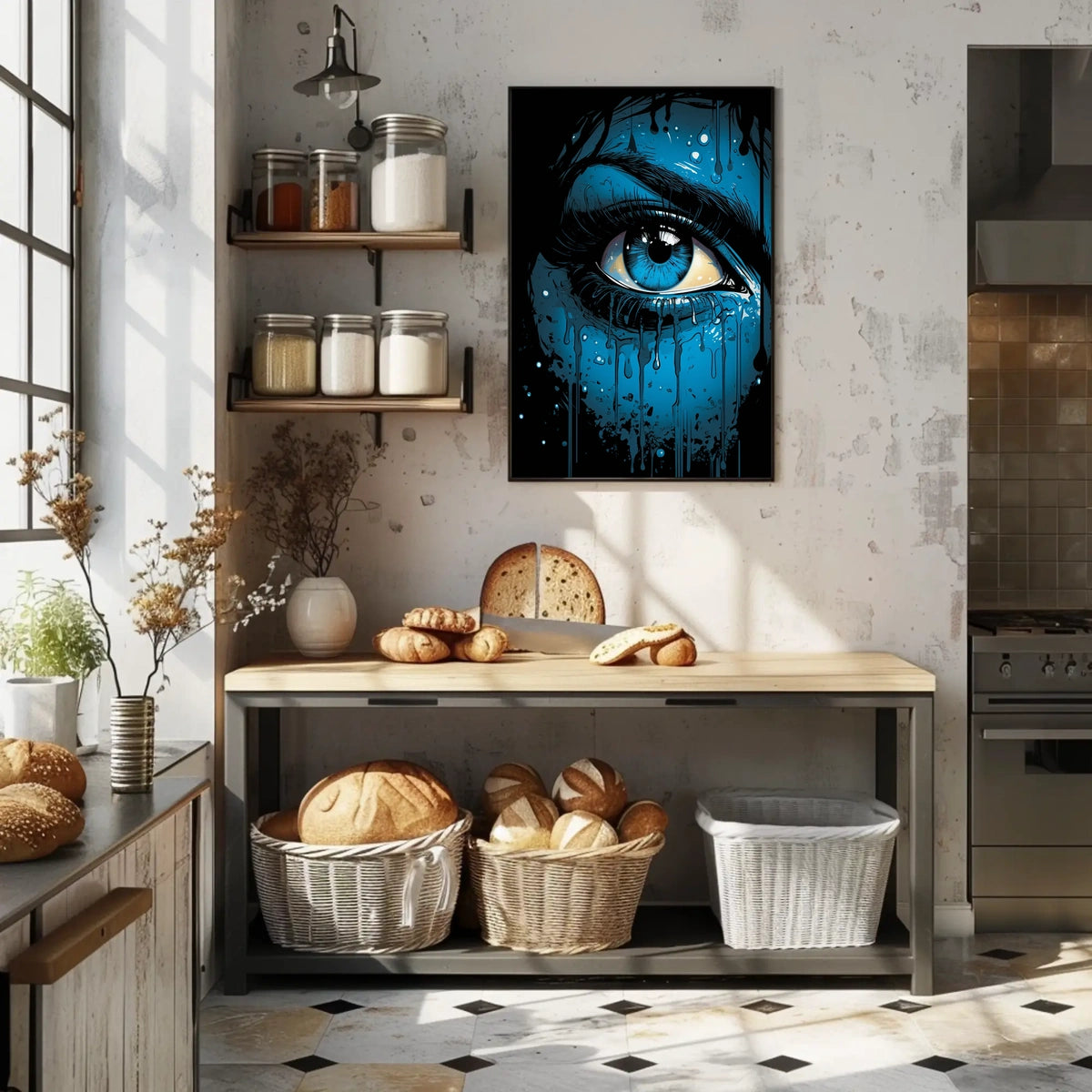 Intense Blue Eye Surreal Art Poster Print