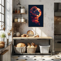 Majestic Lion Sunset Surrealism Art Poster
