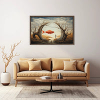 Surreal Dreamscape with Orange Fish Artistic Poster