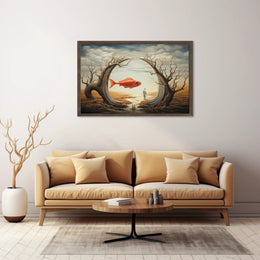 Surreal Dreamscape with Orange Fish Artistic Poster