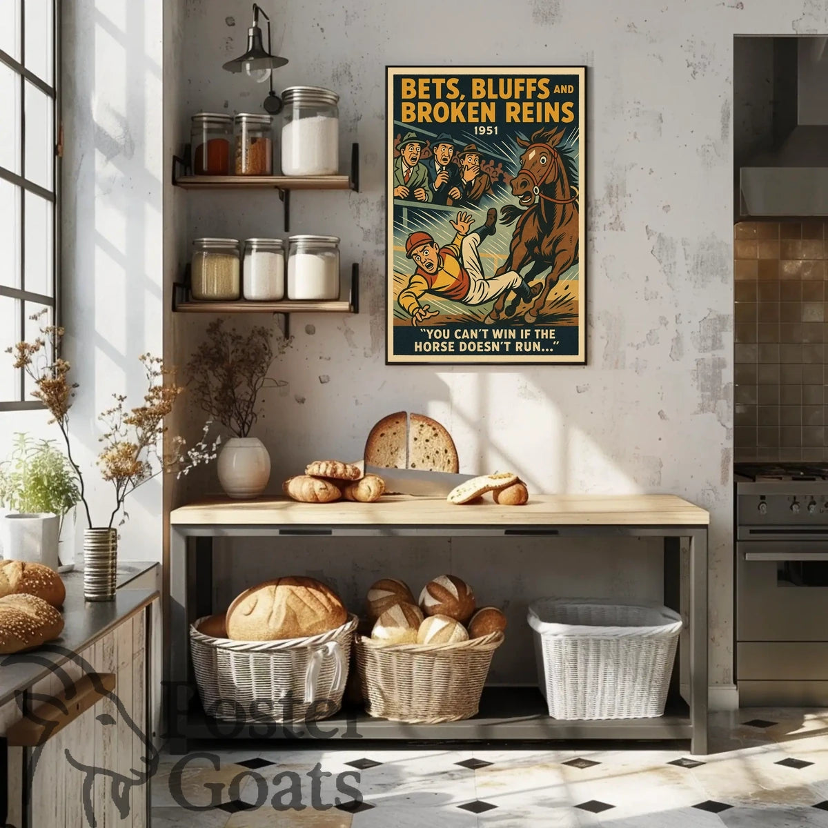 Dramatic Horse Racing Event with Vintage Style Sports Poster