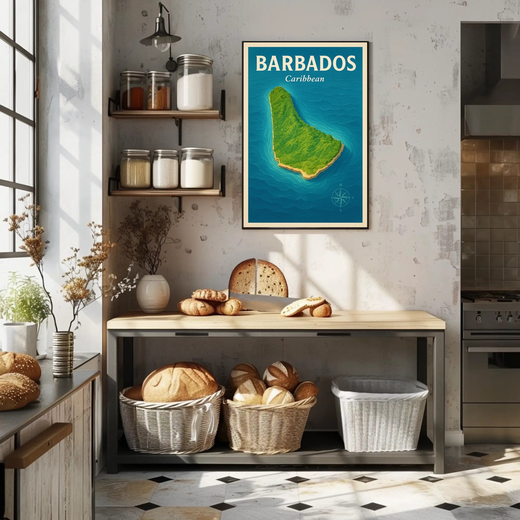 Barbados Adventure Vintage Travel Poster