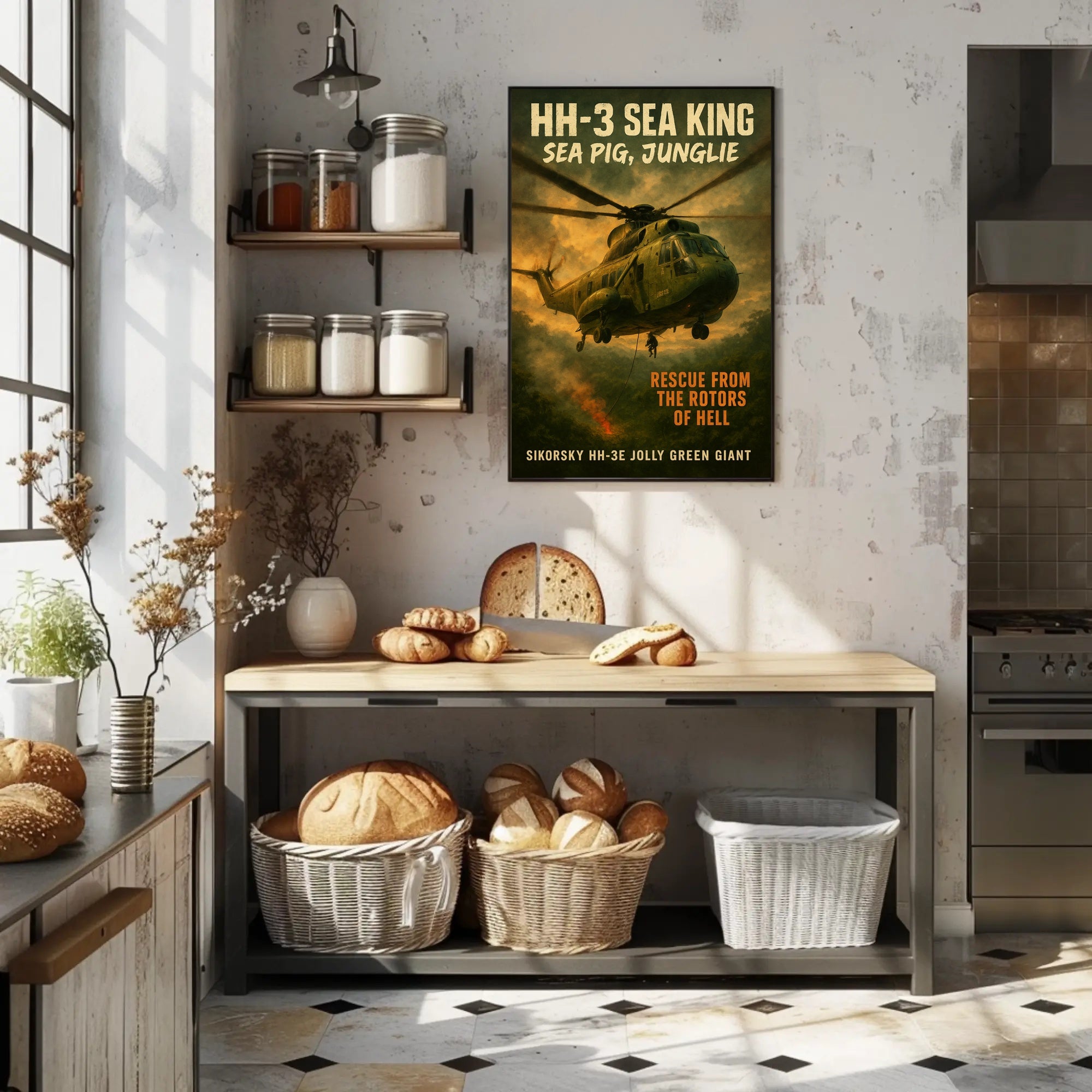 HH-3 Sea King Rescue Vintage Military Recruitment Poster