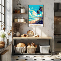 Cocoa Beach Sunlit Vintage Travel Poster