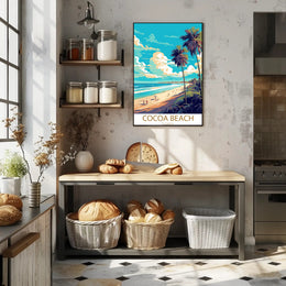 Cocoa Beach Sunlit Vintage Travel Poster