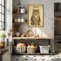 American Shorthair Cat Vintage Illustration Poster