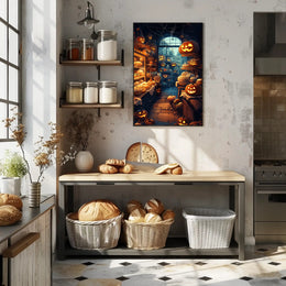 Halloween Bakery Scene: Enchanted Fantasy or Mythology Poster