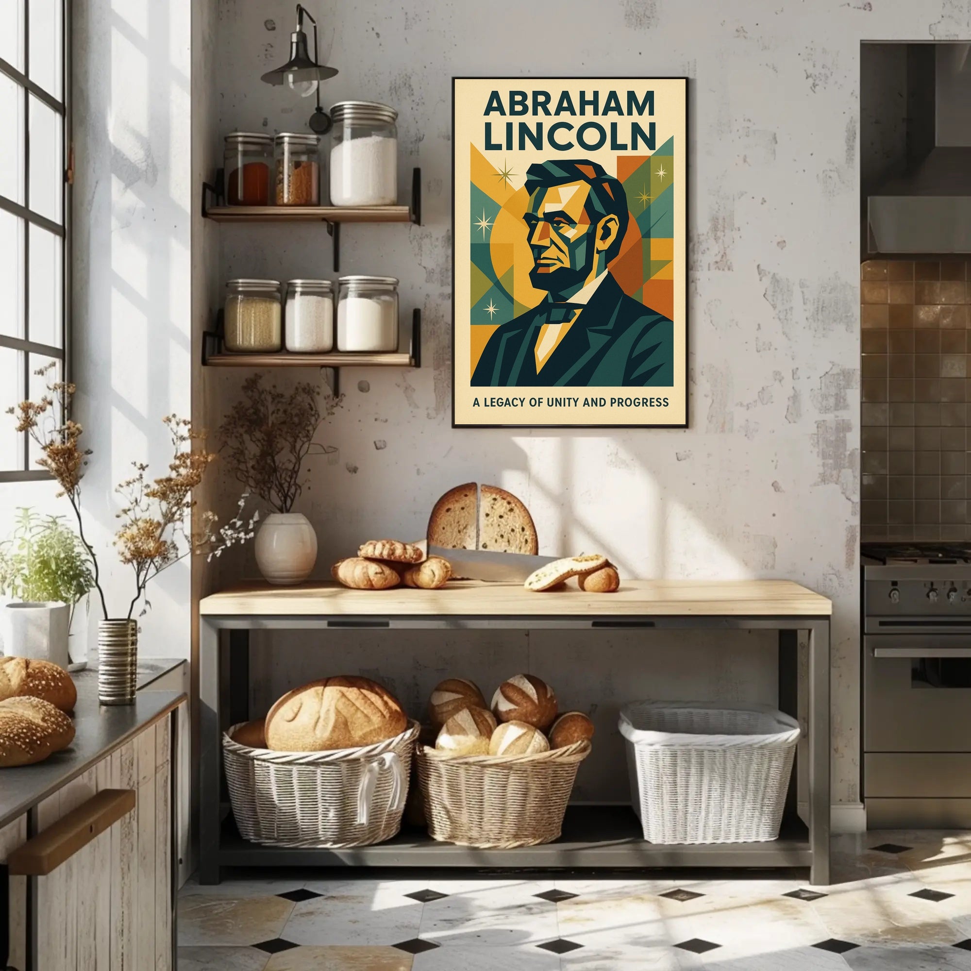 Abraham Lincoln A Legacy of Unity and Progress Poster PosterGoat
