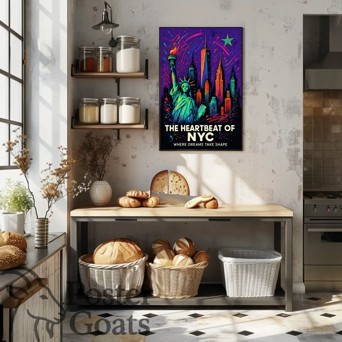 New York Ambition: Vibrant Urban Cityscape Poster