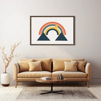 Abstract Rainbow and Geometric Mountains Art Poster