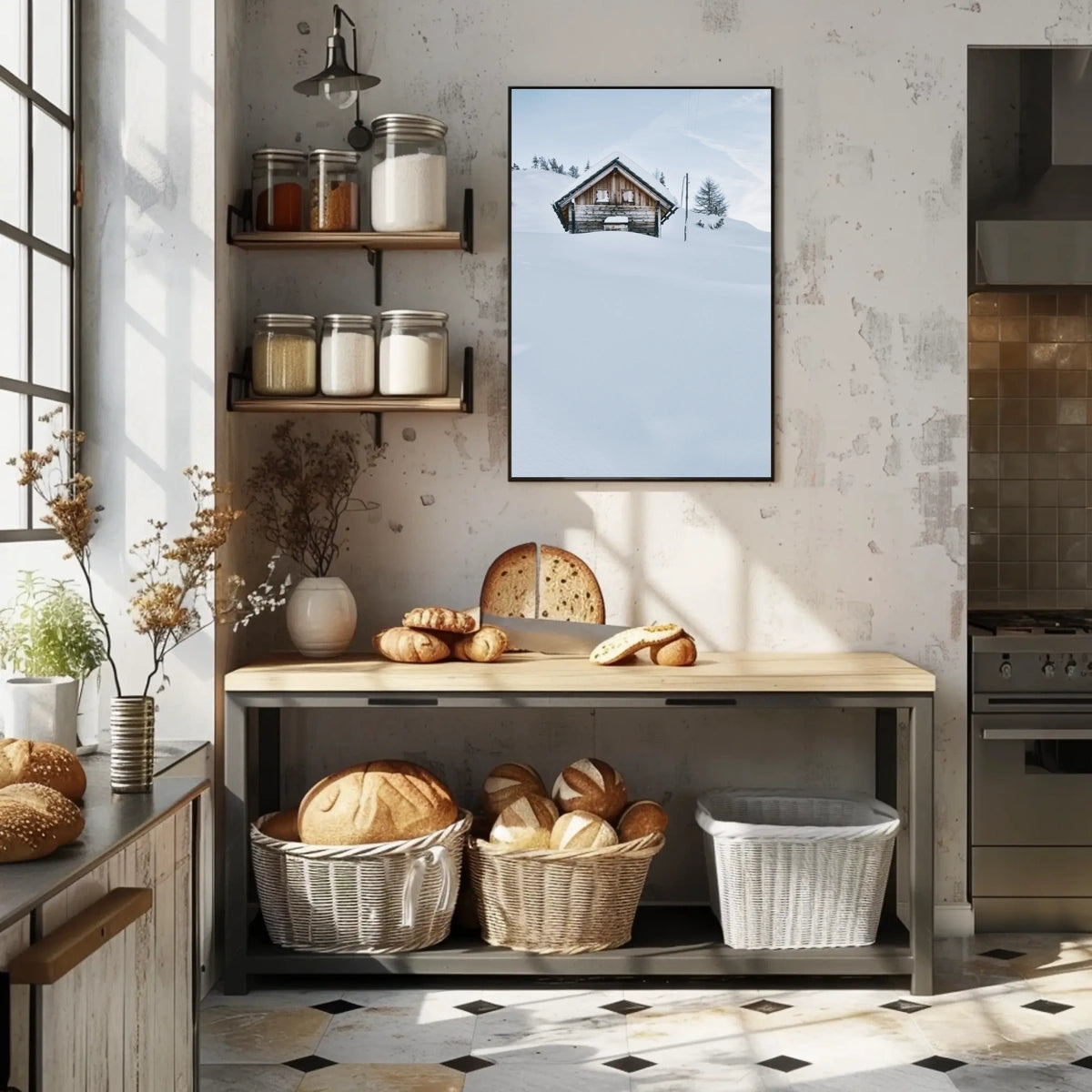 Rustic Cabin in Snowy Mountains National Park Poster