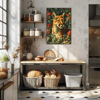 Majestic Cougar in Bloom Wall Art Print
