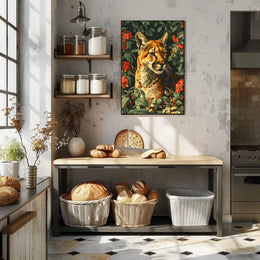 Majestic Cougar in Bloom Wall Art Print