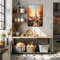 Eiffel Tower Street Scene Autumn Travel Poster