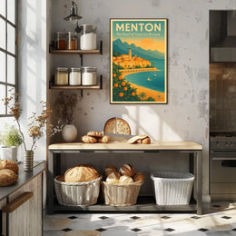 Menton Riviera Vintage Travel Poster: Sunset Serenity
