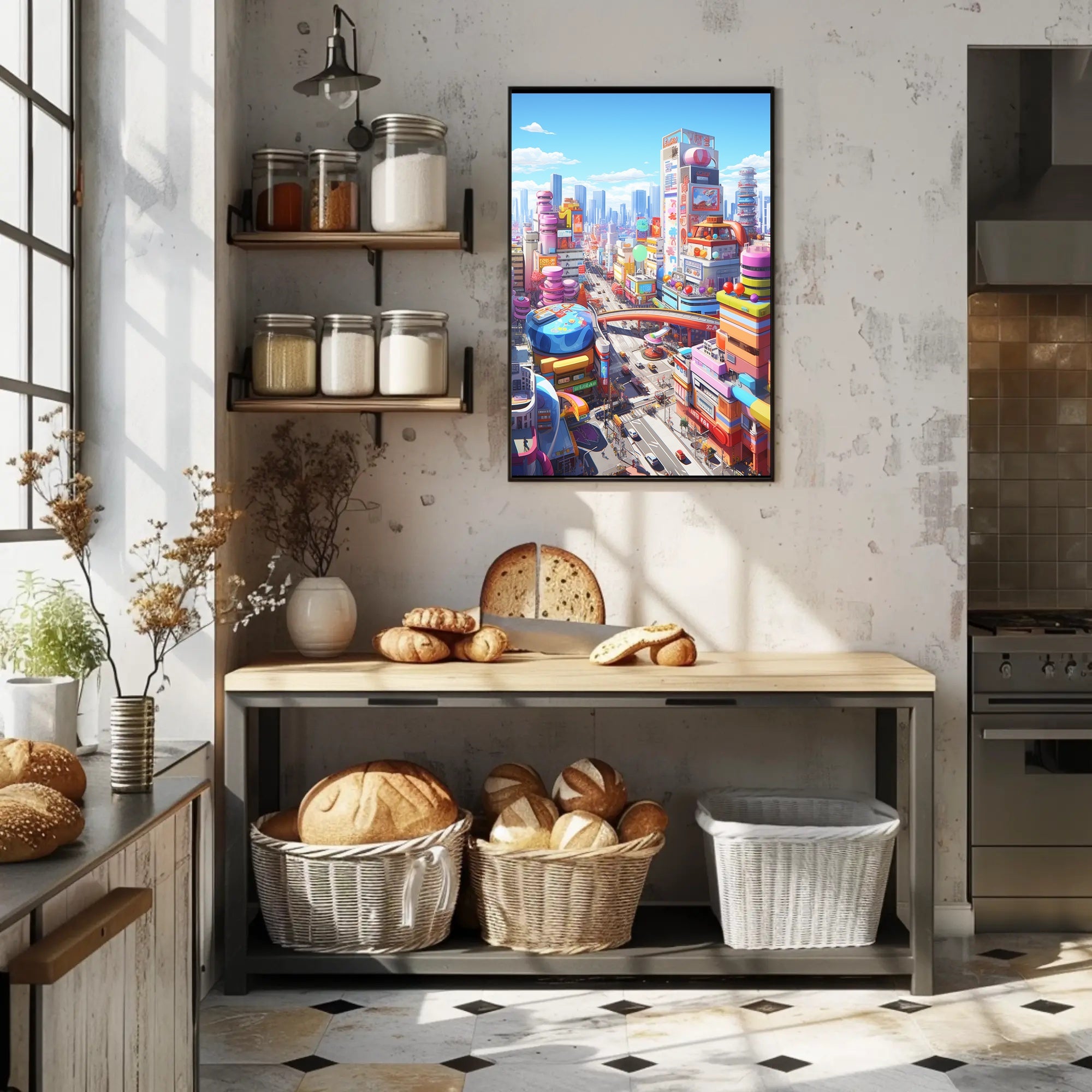 Futuristic Cityscape with Flying Cars Sci-Fi Poster