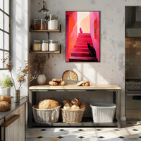 Stairway Cats Poster Charming Wall Art Print