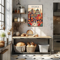 Osaka Blend of Historical and Modern Travel Poster