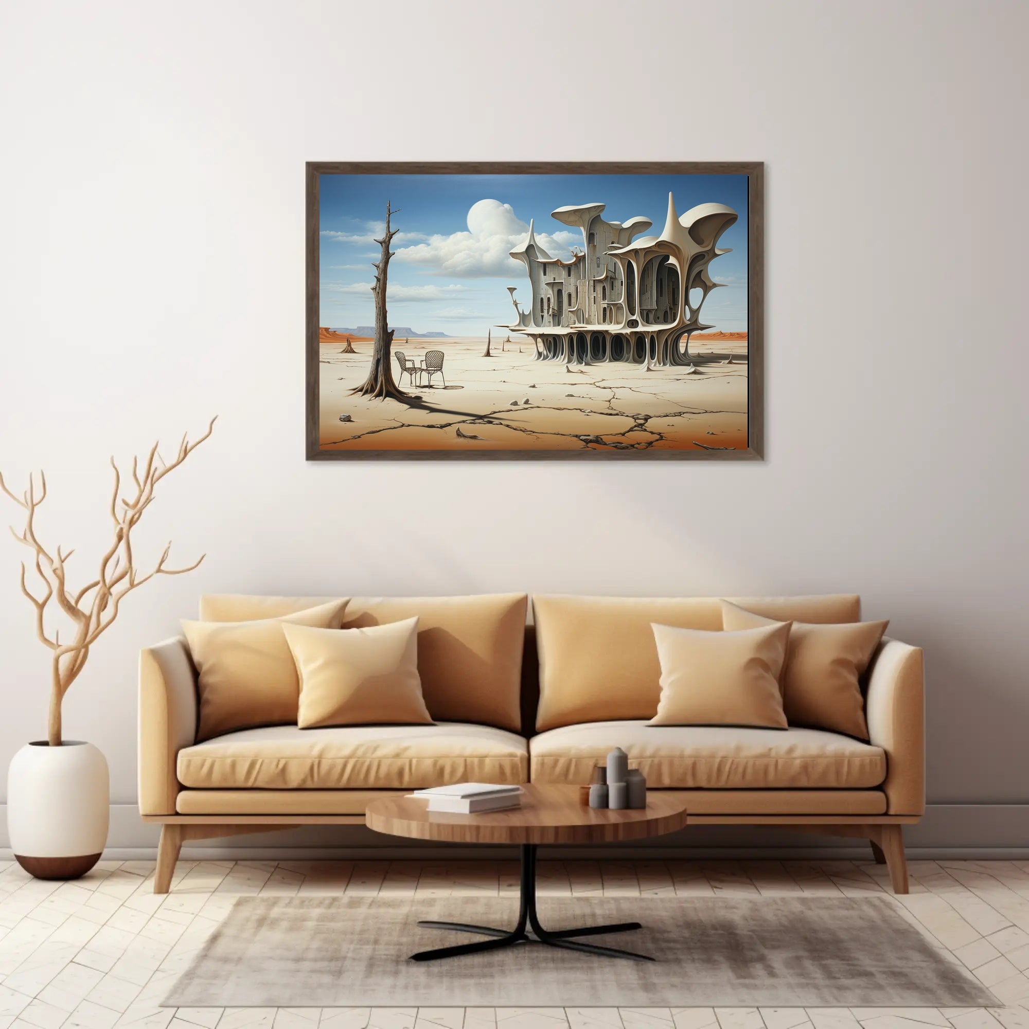 Surreal Desert Architecture: Futuristic Sci-Fi Poster