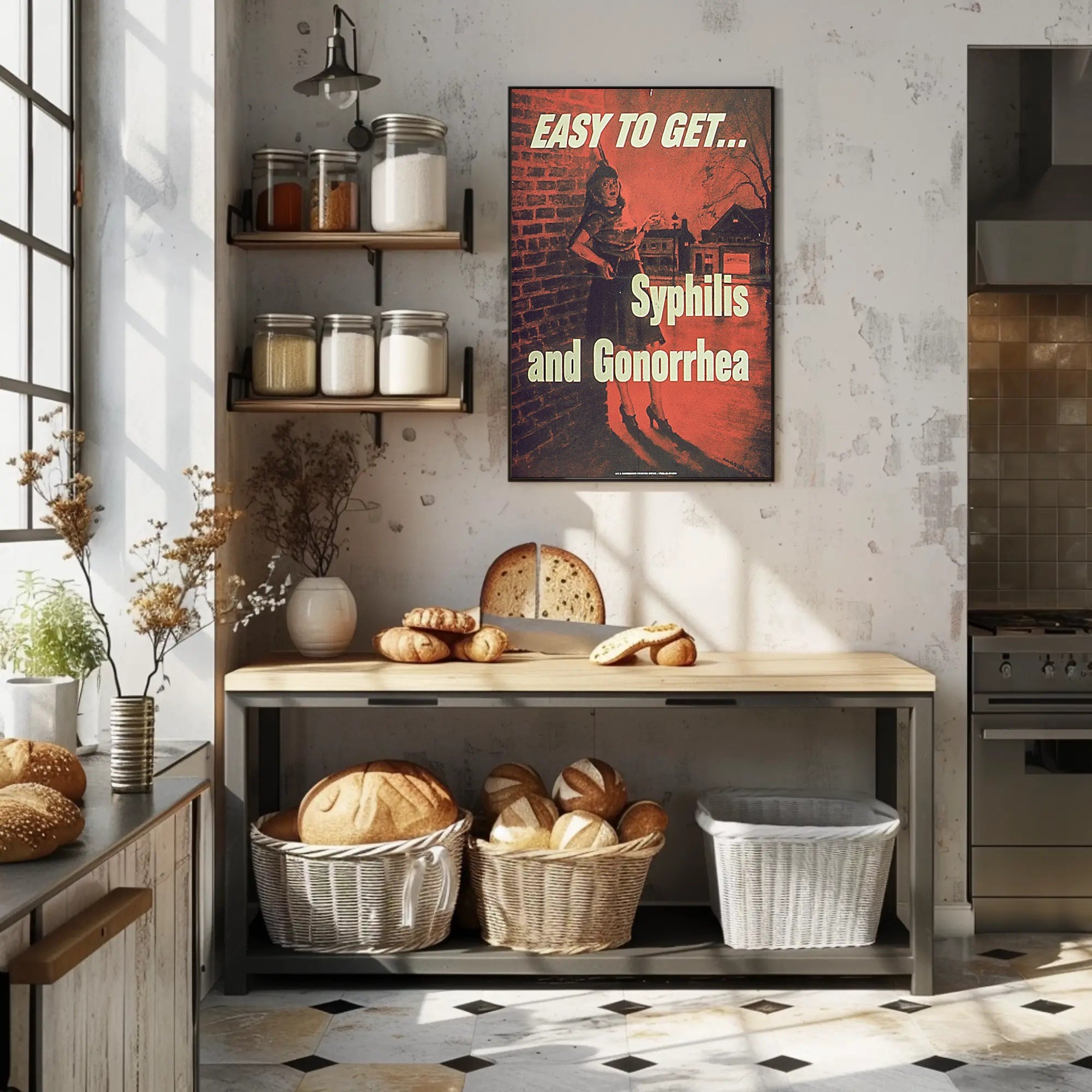 Syphilis and Gonorrhea Warning Mid-20th-Century Propaganda Poster PosterGoat
