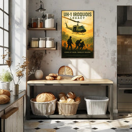 Huey Helicopter Vietnam War Historical Poster