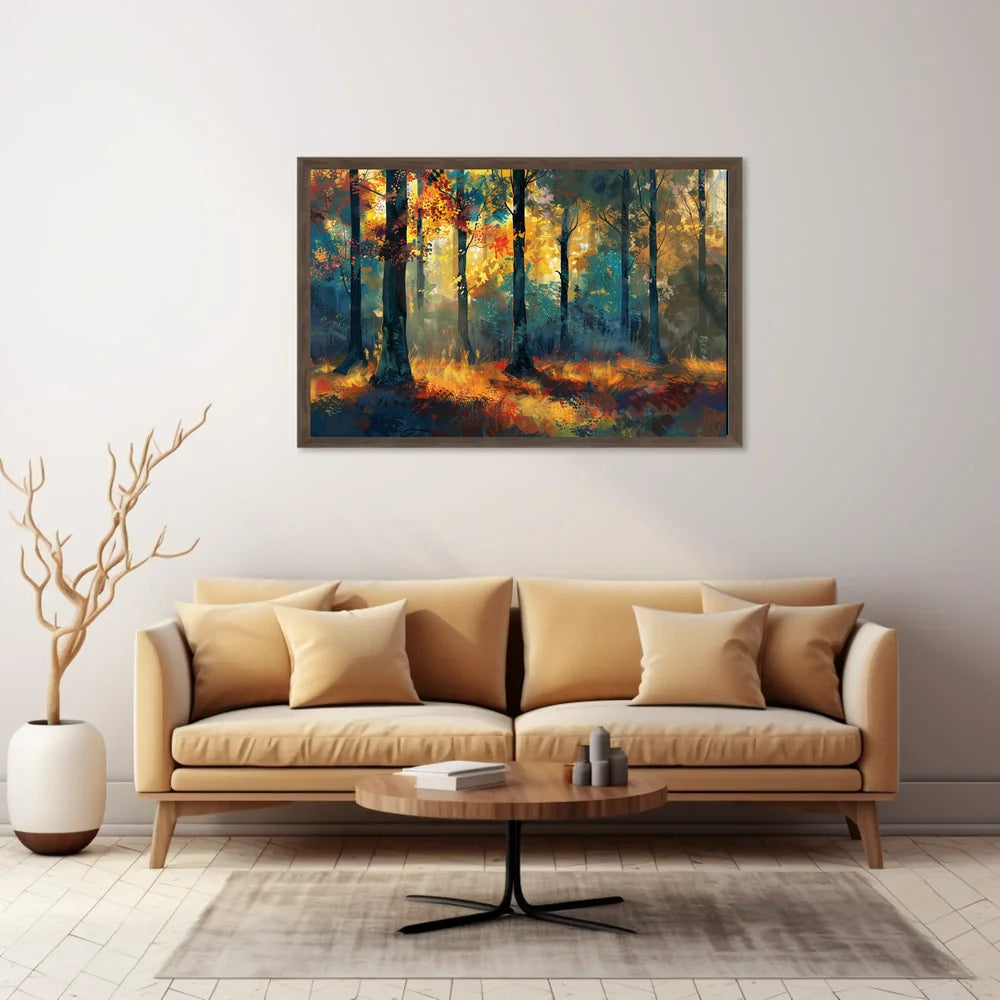Autumn Forest Impressionistic Art Poster: Tranquil Beauty