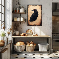 Gothic Raven Illustration with Dark Floral Design Animal Poster