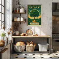Raleigh City of Oaks Vintage Travel Poster