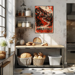 Amalfi Coast Poster Wall Art Print 18x24 Coastal Decor