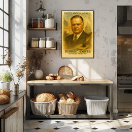 Herbert Hoover 31st President of the United States Vintage Watercolor Poster